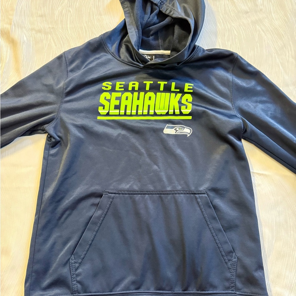 Seattle Seahawks Youth XL 18/20 Hoodie NFL Team Apparel Navy Neon Green